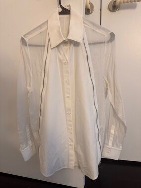 Givenchy Women White Long-Sleeve Button Shirt with Zipper size 36/XS